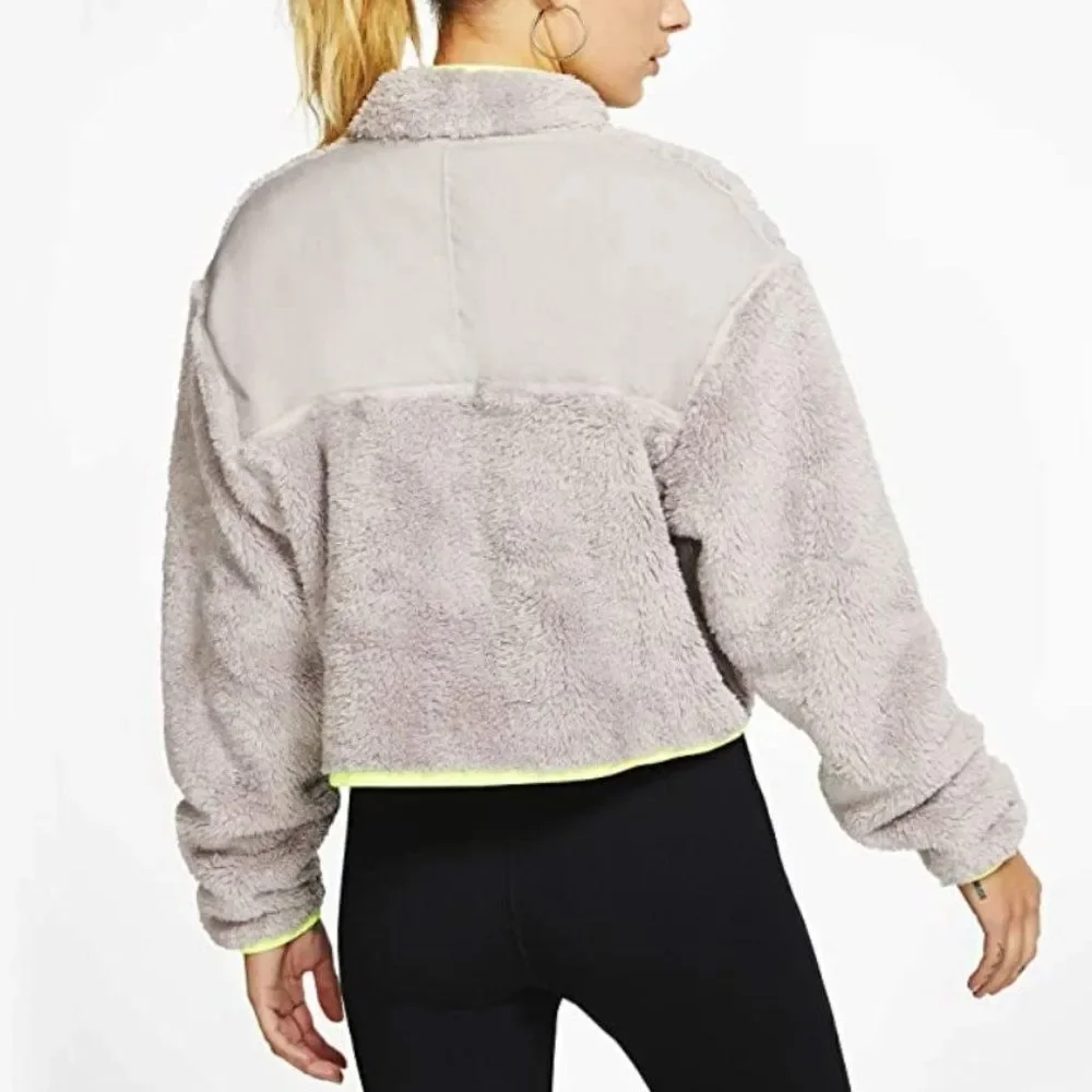 SOLD OUT Grey Nike 1/4 Zip Sherpa Fleece Crop Top - XL - Picture 4 of 7